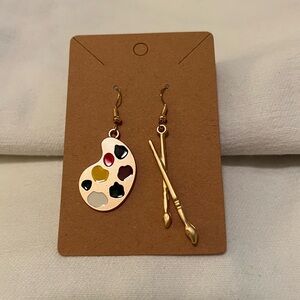 Artistic Palette and Brush Earrings NWT